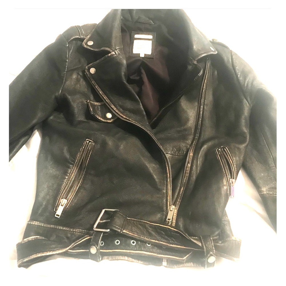 ZARA distressed leather  jacket